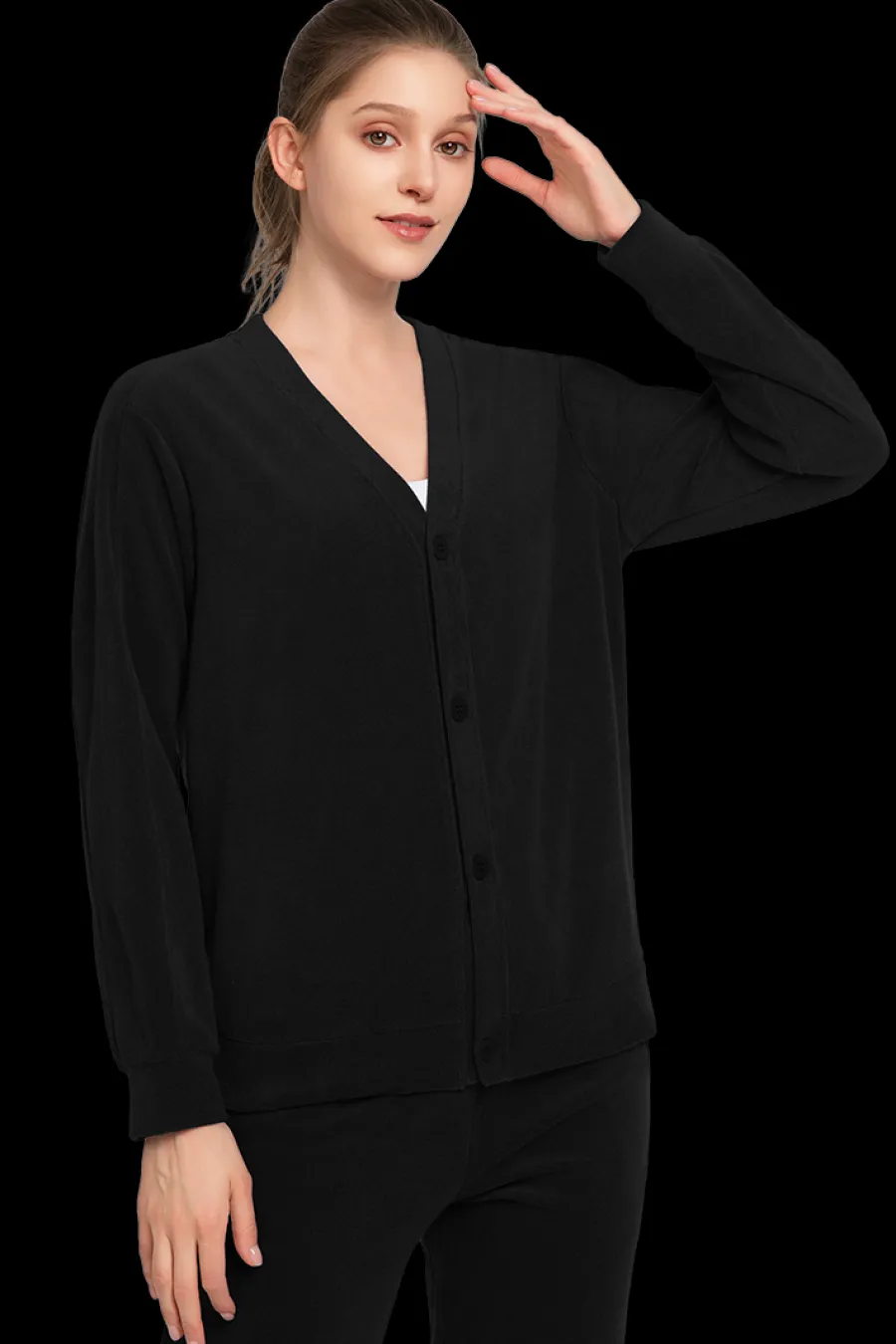 Yvette Frottee Cardigan Franzi Black Hot